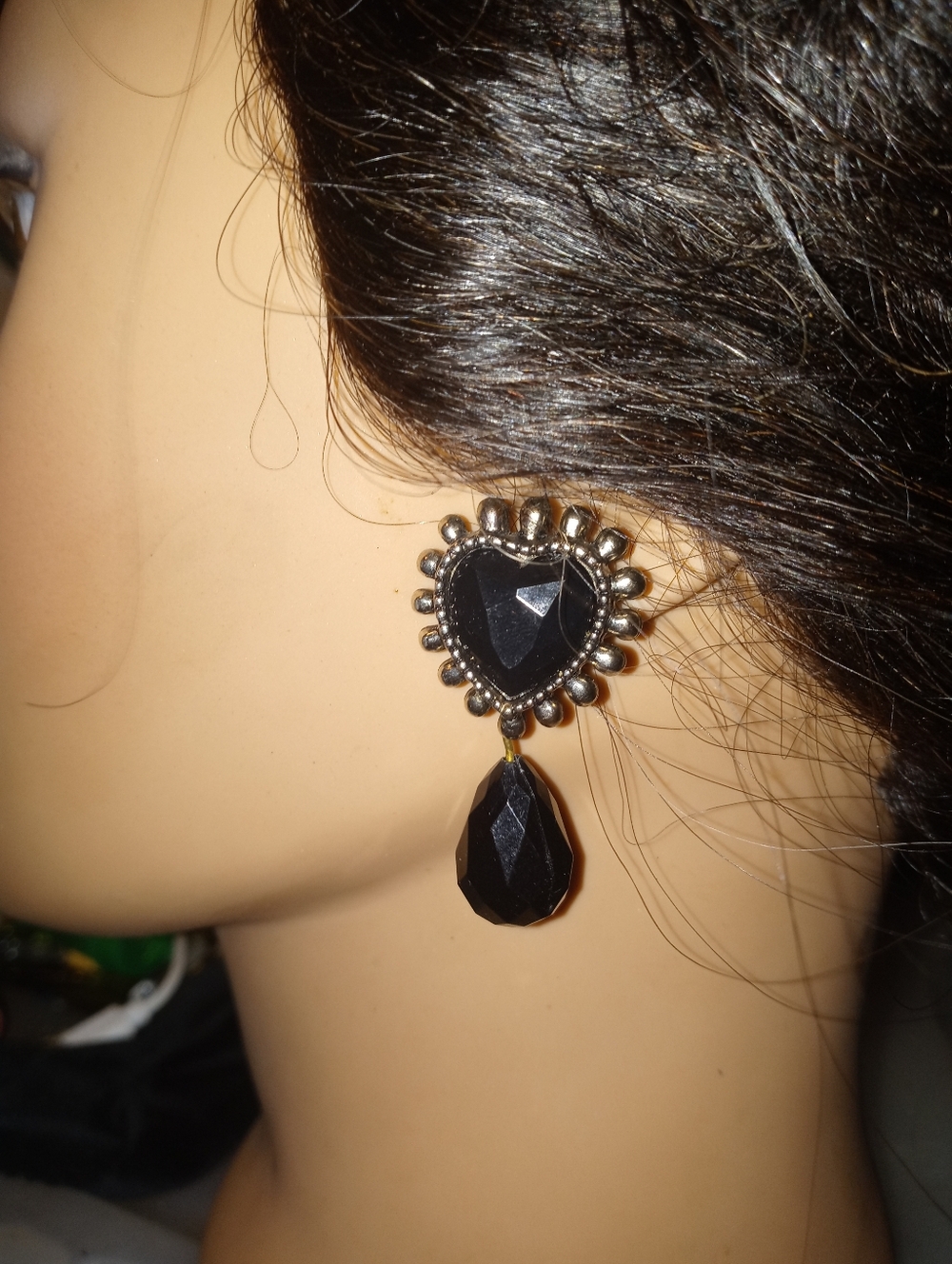 Heart Shape Earrings With Dangling Teardrop